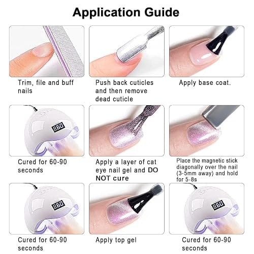 RARJSM Aurora Cat Eye Gel Nail Polish Set 6 Colors Velvet Silver Glitter Purple Pink Green Champagne Galaxy Star Cloud Ice Gel Polish with Magnet Stick UV LED Curing Requires Soak Off Home Salon thumbnail 7