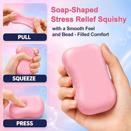 Crunchy Soap Squishy ASMR Bead Filled Realistic Handmade Bar Soap, Non Rebound Squeeze Toy for Office Desk Anxiety Relief (Blue) thumbnail 4