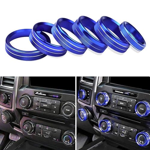 Kujunpao Air Conditioner Switch Trim Cover Aluminum Center Console Knob Compatible for Ford F150 XLT Accessories 2015-2019 6PCS(Blue) thumbnail 6