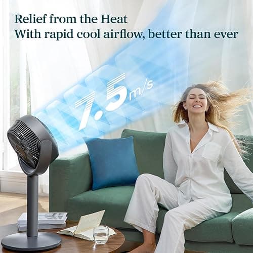 Levoit Standing Smart Fan for Bedroom, 1451CFM Ultra-High Airflow, 12H Timer with WiFi/Voice/Remoter, Auto 120°+90° Oscillating, Quite 20dB, 12 Speeds, 4 Modes, DC Motor, 2 in 1 Pedestal & Tabletop thumbnail 3