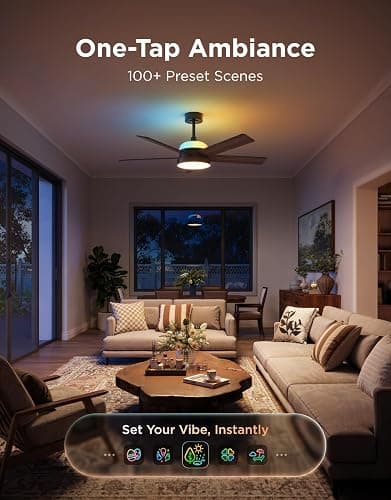 Govee Ceiling Fans with Lights and Remote, RGBIC Smart 52'' flush mount | Reversible DC Motor, Dimmable, 2800lm, Low Profile Ceiling Fan for Bedroom, Living Room, Black thumbnail 7