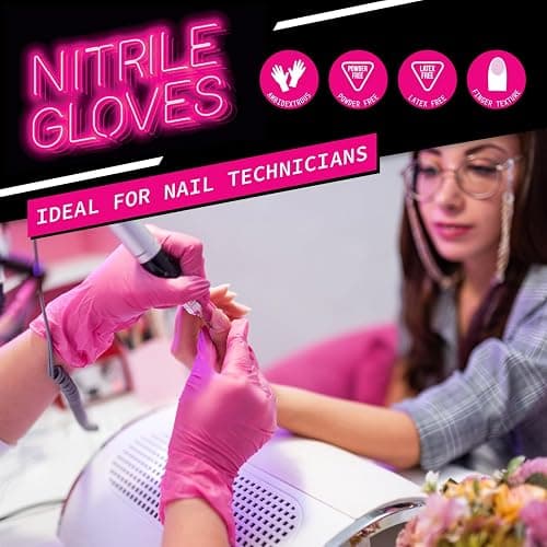 JFA Medical Disposable Powder Free Pink Nitrile Gloves - Box of 100 (Small) thumbnail 4