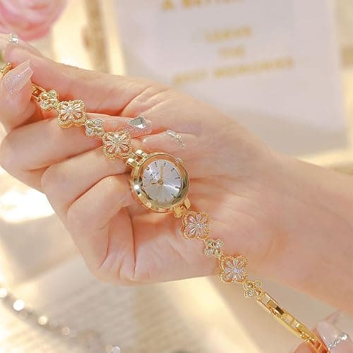 Gosasa Vintage Gold Watch for Women Hollow Four Leaf Chain Bracelet Dainty Small Ladies Dress Quartz Watch Waterproof Luxury Gift thumbnail 3
