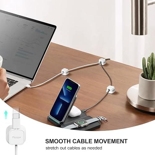 Picozon 6 Pack Magnetic Cable Clip Organizer Cord Holder, Picozon Adhesive Cable Management, Wire Phone USB Charger Cable Holder Keeper Organizer for Car, Office Home Desktop, Wall, Night Table thumbnail 3