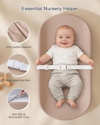 YACODAVO Baby Changing Pad with Vegan Leather Cover, Waterproof & Wipeable Changing Pad for Toddler, Flat Foam Travel Diaper Changing Pad for Dresser and Table, Brown thumbnail 4