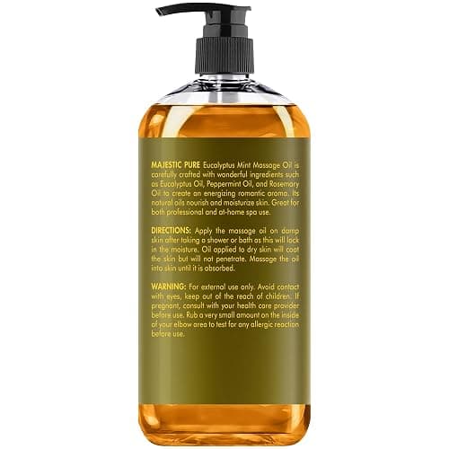 MAJESTIC PURE Eucalyptus Mint Massage Oil - Invigorating, Refreshing, and Relaxing - Massage, Made with Natural Oils - for All Skin Types - Men and Women - 8 fl oz thumbnail 7