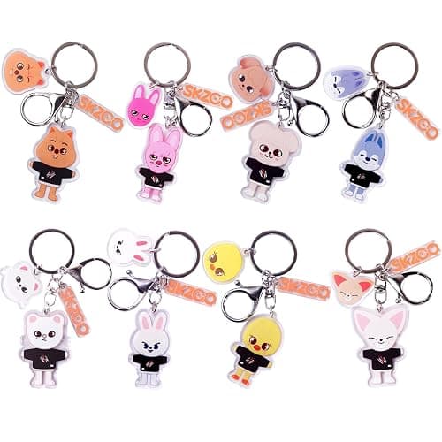 8Pcs SK-Z Acrylic Keychain Cute Cartoon Pendant Key Chain Backpack Accessories for Stray Fans - Image 1