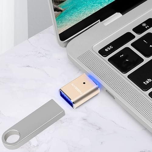 USB C to USB Adapter(2 Pack), USB C Male to USB 3.0 Female Adapter OTG Converter Compatible with MacBook Pro 2019/2018/2017,MacBook Air 2018 and More Type-C Devices, Gold thumbnail 5