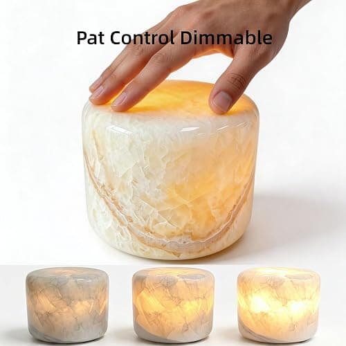 PanManner Natural Marble Lamp, Rechargeable Marble Touch Lamp Night Light, 3-Way Dimmable Stone Light,Small Ambient Lamp for Bedroom, Bedside Table, Living Room, Home Decor (4x4x3in) thumbnail 4