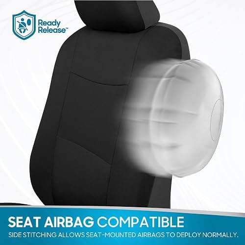 BDK PolyPro Car Seat Covers Full Set in Solid Black, Front and Rear Split Bench Seat Covers for Cars, Easy to Install Car Seats Cover Set and Accessories for Auto Trucks Van SUV - Solid Black thumbnail 11
