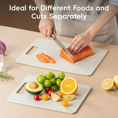 Culiex Wood Fiber Cutting Board Set of 2, Dishwasher Safe, Non-Toxic | BPA-Free Composite Cutting Board for Kitchen, Non-Slip, Non-Porous Chopping Board for Meat Vegetable Fruit Bread - Oatmeal thumbnail 7