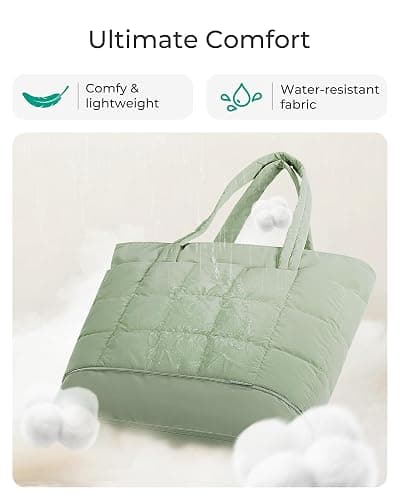 BAGSMART Expandable Tote Bag for Women, Puffer Work Tote Handbag, Quilted Carry On Bag for Travel Gym thumbnail 6
