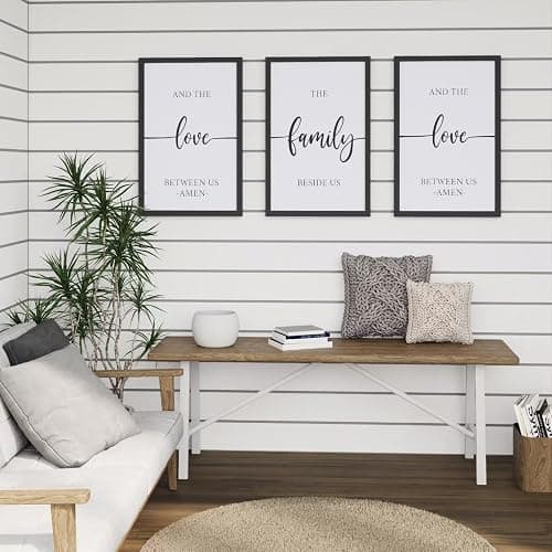 ZAZIWZ Set of 3 Bless The Food Before Us Sign Dining Room Wall Decor 12”x16” Farmhouse Kitchen Wall Decoration for Dining Room Wall Art Framed Wood Signs (bless food sign (black)) - bless food sign (black) thumbnail 2