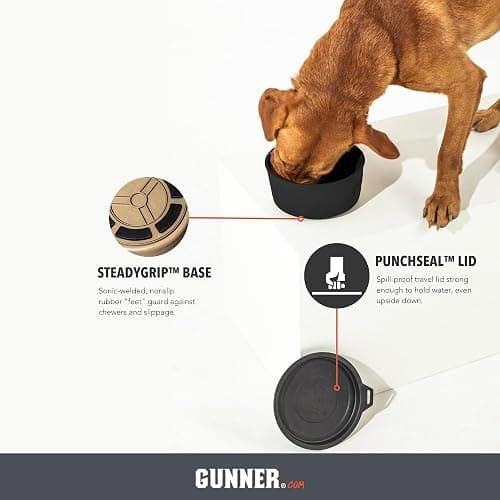 GUNNER black travel dog bowl w spill-proof lid thumbnail 4