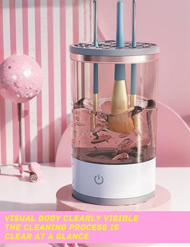 JIANGLAI Electric Makeup Brush Cleaner Machine, Automatic Spinning Cosmetic Brush Cleaner, Fits, Clear thumbnail 5