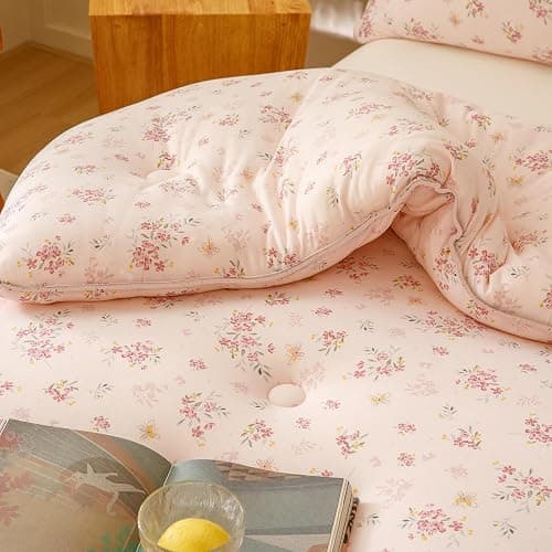 Doimier 3PCS Comforter Set Queen Size, Ultra Soft Marshmallow Fluffy Comforter Bed Sets, Cute Bedding Set for Kids Girls Teen, Microfiber Lightweight All Seasons Bedroom (Pink Petals) - Full/Queen - Pink Petals thumbnail 5