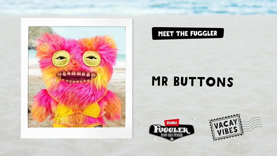 Fuggler Vacay Vibes by ZURU, Funny Ugly Monster, Plush, Collectible, Toy (Mr Buttons - Multi) thumbnail 6