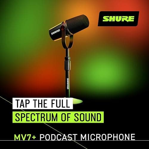 Shure MV7+ Podcast Dynamic Microphone with Stand – OBS Certified, Enhanced Audio, LED Panel, USB-C & XLR Outputs, Auto Level Mode, Digital Pop Filter – for Podcasting, Streaming, and Recording, Black thumbnail 3