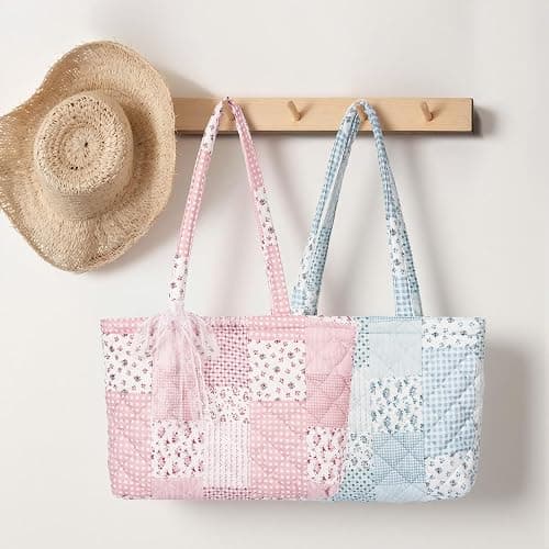 shiprabags Quilted Small Tote Bag for Women, Lightweight Floral Shoulder Bag,Soft College Travel Work Bag Everyday Purse thumbnail 2