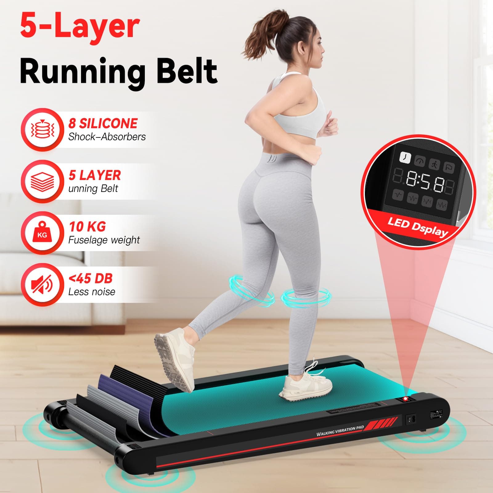Sperax 3 in 1 Walking Vibration Pad, Under Desk Treadmill with APP, Portable Treadmills for Home, Walking Pad Treadmill with Remote Control thumbnail 6