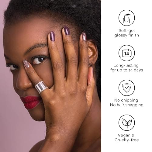 NAILOG Ongles Autocollants Adhesif - 20Pcs Stickers ongles - Faux Ongles en Gel UV Semi Durci, Extra Long brillante et durable French Nail Art, Nail Stickers,Cadeau Anniversaire Femme,Long Night thumbnail 3