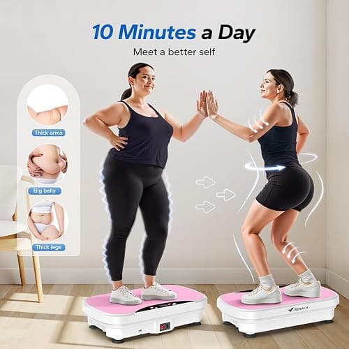 Merach Vibration Plate Exercise Machine, Bluetooth Vibration Plate for Lymphatic Drainage, Full-Body Workout Vibrating Platform for Weight Loss, Fitness Equipment for Home Women Men thumbnail 4