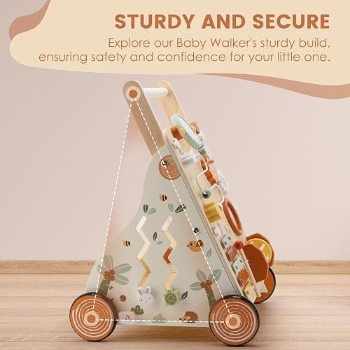 Wooden Baby Walker, Baby Push Walker with Activity Center for Girls Boys, Push Walker Toys for Babies Learning to Walk, Sit-to-Stand, for 10-12 Months 1 2 3 Years Old thumbnail 7