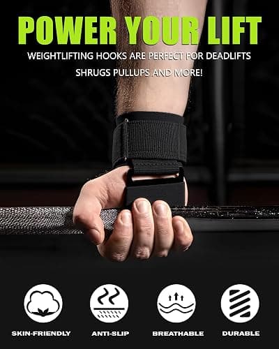FitDA Weight Lifting Hooks (Pair), Lifting Wrist Straps For Deadlifts, Pull Ups & Shrugs, 600 Lbs(272 kg) Capacity Wristband with Thick Padding, Heavy Duty Gym Workout Grips Straps for Men and Women thumbnail 5