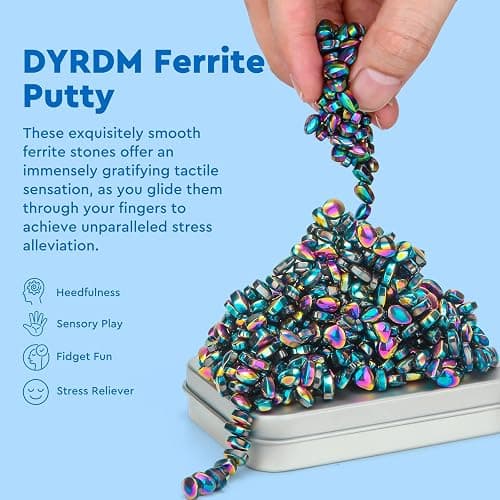DYRDM 300+ Original Ferrite Putty Colorful, Fidget Toy Ferrite Stones for Stress Relief, Sensory Toy for Adults & Teens 14+, Holiday Stocking Stuffer, Ferrite Rocks Fidget Present for Office thumbnail 2