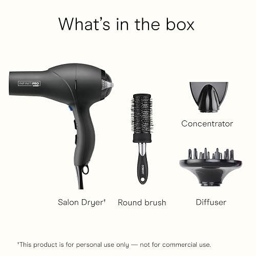 Infiniti PRO CONAIR Hair Dryer with Diffuser, Professional AC Motor, Tourmaline Ceramic Technology Blow Dryer, Includes Concentrator and Blowout Brush, Amazon Exclusive, Gray thumbnail 8