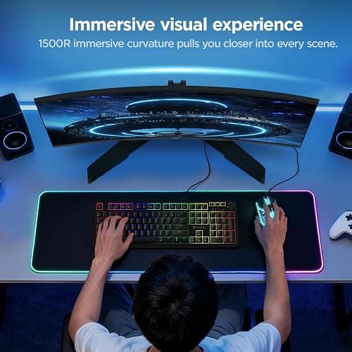 KOORUI 27 Inch Curved Gaming Monitor, Full HD 1080p 1500R 180Hz Computer Monitor, 99% sRGB, Adaptive Sync, Display Port 1.2x1 & HDMI 2.0x2, Eye Care, VESA Compatible, Black 27E6CA thumbnail 3