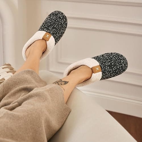 ULTRAIDEAS Women's Indoor Bedroom Slipper with Memory Foam, Gift for Women, Wool-Like House Shoe with Anti-Skid Rubber Sole for Ladies thumbnail 2