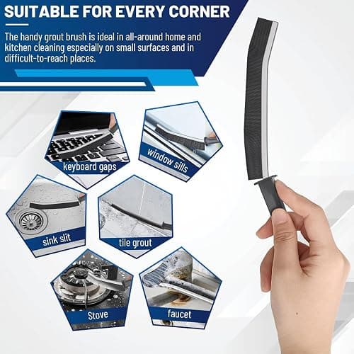 Hiyniaz 3Pcs Crevice Cleaning Brush Tool Grout Brush Cleaning Supplies, Home Essentials Bathroom Multifunctional Gap Scrub Hard Bristle Brushes for Household Use (3PCS-Black) thumbnail 3