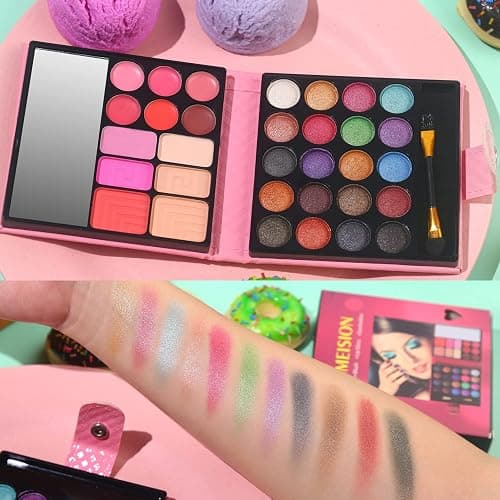 All in One Makeup Kit - 20 Eyeshadow, 6 Lip Glosses, 3 Blushers, 2 Powder, 1 Concealer, 1 Mirror, 1 Brush, Make Up Gift Set for Teen Girls, Beginners And Pros thumbnail 3