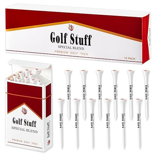 GioXtra Funny Golf Tee - 120Pcs Red Cigarette-Style Box Plastic Golf Tee Cigarette Box Packaging Ball Holder Golfer Accessory for Men Father Husband Birthday Party Gift White Elephant Gift (3.2'')