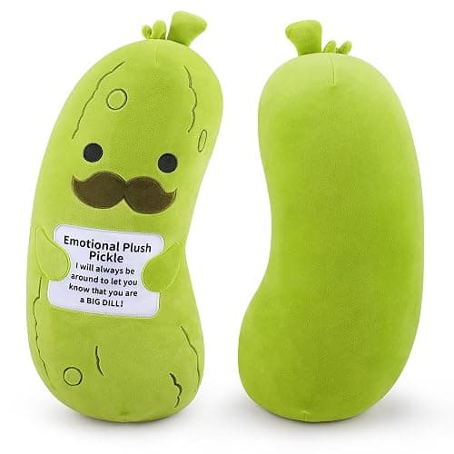 Sprinqdawin 20” Cucumber Emotional Plush, Green Pickle Stuffed Animals | Cucumber Stuffed Animal with Positive Warm Words, Soft Plush Toys Kids Adults Birthday Gifts , Vegetable Lover Plushie Pillow - Image 1