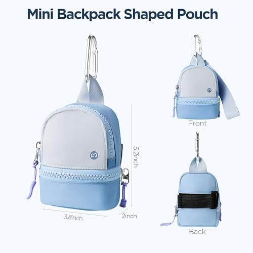 Babysun Mini Backpack Keychain Wristlet Pouch Small Change Coin Purse Cute Zipper Wallet With 3 RFID Card Slots For Women/Men Airpods Cosmetics thumbnail 2
