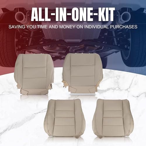 AUTOKAY Seat Covers, Driver & Passenger Bottom Top Seat Cover, Car Seat Covers Front Seats, Car Seat Cover Fits for Honda Accord 2008 2009 2010 2011 2012-Tan thumbnail 7