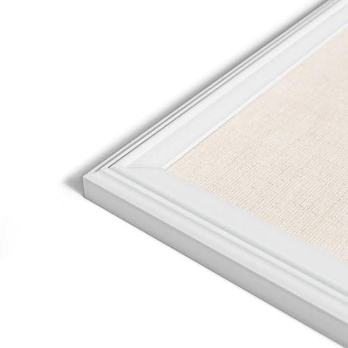 U Brands Farmhouse Bulletin Board, Linen Covered Corkboard with White Wood Frame, 30" x 20" (6711U00-01) thumbnail 5