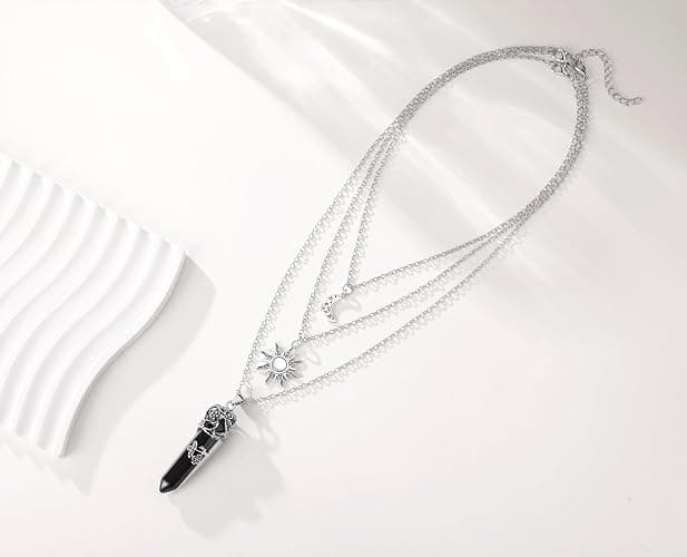 DHZJTSL Gothic Crescent Moon Neckalce for Women, Moon Sun Star Choker Witchy Necklace Goth Witch Emo Grunge Pendant Halloween Christmas Jewelry Gift thumbnail 4