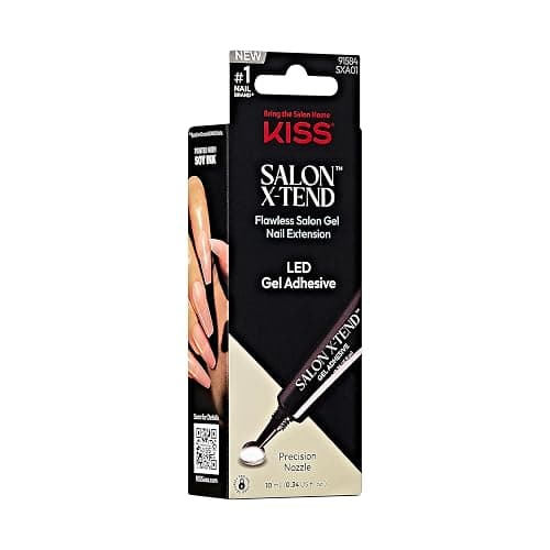 KISS Salon X-tend, Press-On Nails, Nail glue included, 'Gel Adhesive', Clear, Size, Shape, Includes 10Ml Led Gel Adhesive thumbnail 9
