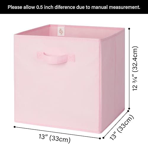 GRANNY SAYS Cube Storage Bins, Pack of 6 Fabric Storage Cubes 13 x 13, Foldable Square Storage Boxes for Shelves, Cube de Rangement en Tissu, Cubes Storage Organizer for Organising, Cube Bins Pink thumbnail 3