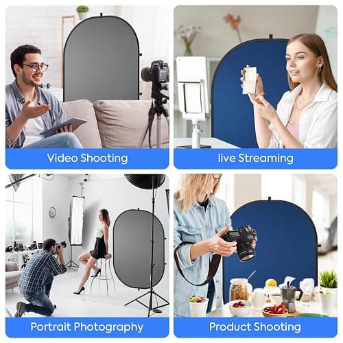 SEDGEWIN Blue Grey Background 5x7ft, 2 in 1 Collapsible Reversible Pop Up Backdrop Double Sided Panel Blue Chromakey Screen for Photography Photo Studio with Carry Bag thumbnail 7