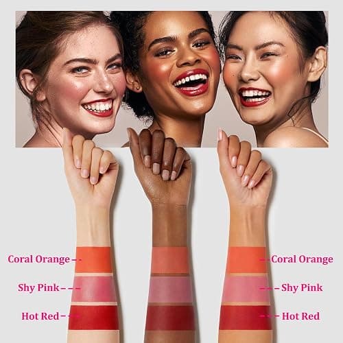 3PCS Blush Stick for Cheeks,Multi-use Solid Matte Makeup Stick Blush Cream for Cheek Eyes and Lips Tint,Moisturizing Tinted Cream Blush,Natural Blendable Cheek Blusher with 3 Makeup Sponges thumbnail 2