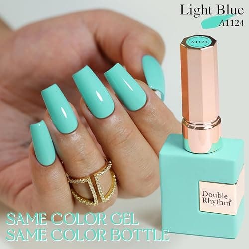 Double Rhythm 15ML Gel Nail Polish Pure Sheer Same Color Same Bottle Soak Off Gel Polish Art Manicure Salon DIY at Home for Women (Sea Blue-A1124) thumbnail 2