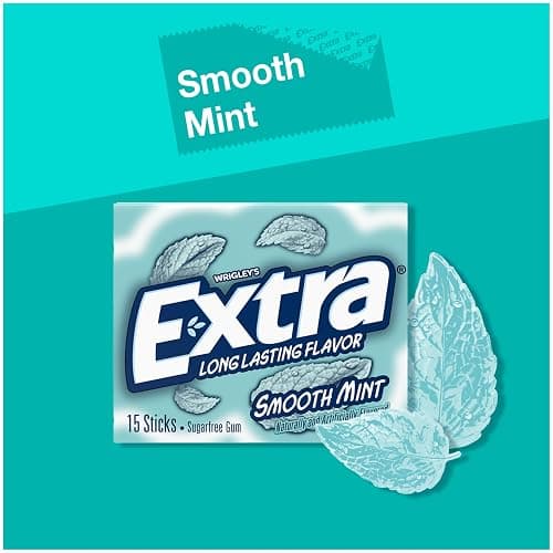 Extra Gum Smooth Mint Sugarfree Gum Bulk, Individually Wrapped, Perfect for Fresh Breath at School, Work, and Travel, 15 Count, Pack of 10 thumbnail 2