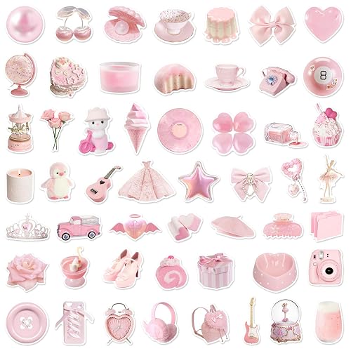Stickers Aesthetic Waterproof Laptop Stickers Decals for Water Bottle Vintage Scrapbook Stickers for Journals Supplies Journal Planners (Pale Pink) thumbnail 3