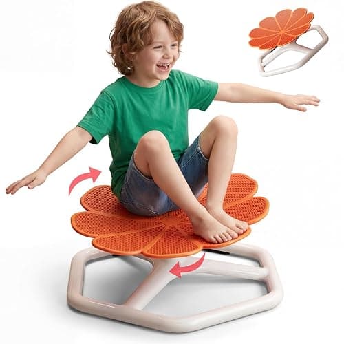 Sensorischer Drehstuhl für Kinder, Drehstuhl für Kinder mit Autismus, Fördert die Körperliche Koordination und Das Gleichgewicht, Sensorisches Spielzeug für Jungen und Mädchen mit Autismus, Orange - Image 1