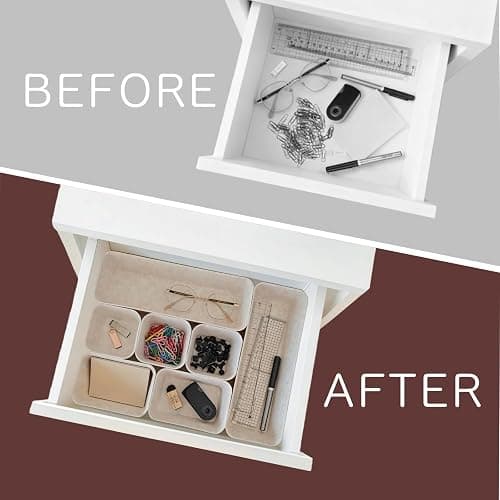 TTUGTTUG 8-Piece Felt Drawer Organizer Set in 4-Sizes, Made from Eco-Friendly Material for Vanity, Makeup, Desk, Office, Kitchen, and Nightstand, Oatmeal thumbnail 5