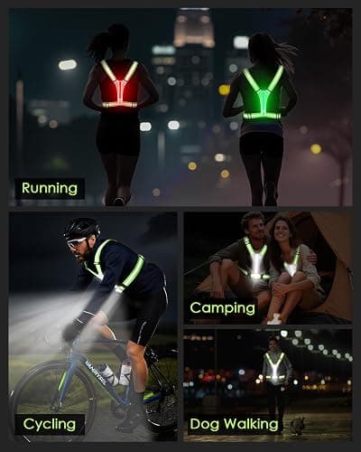 Zacro LED Reflective Vest with Chest Light 500LM, 5 RGB Colors High Visibility Rechargeable Light Up Running Vest IPX4 Night Safety Running Gear for Dog Walking, Cycling, Adjustable for Men Women Kids thumbnail 8